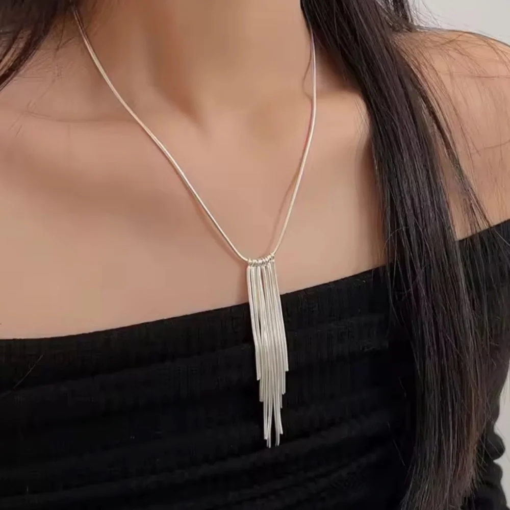 New .925 Sterling Fringe Necklace